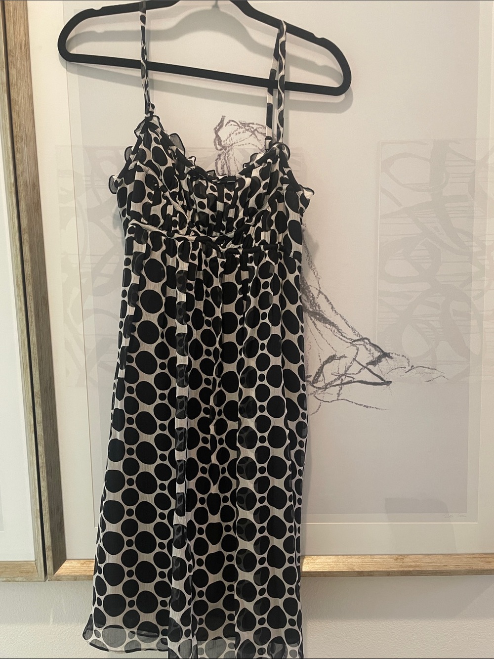 INC International Concepts Black and White Polka Dot Midi Dress